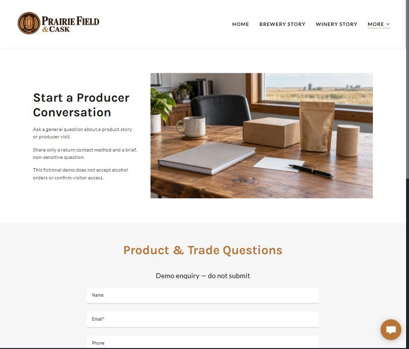 Captured first-screen Product & Trade Questions example