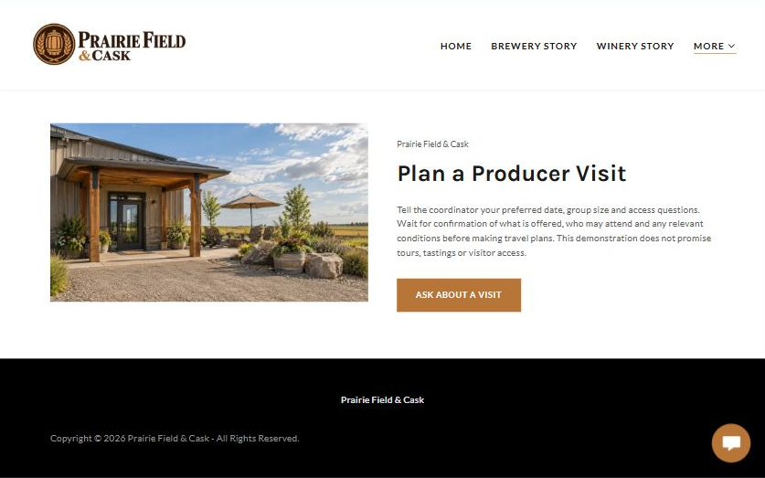 Captured first-screen Plan a Producer Visit example