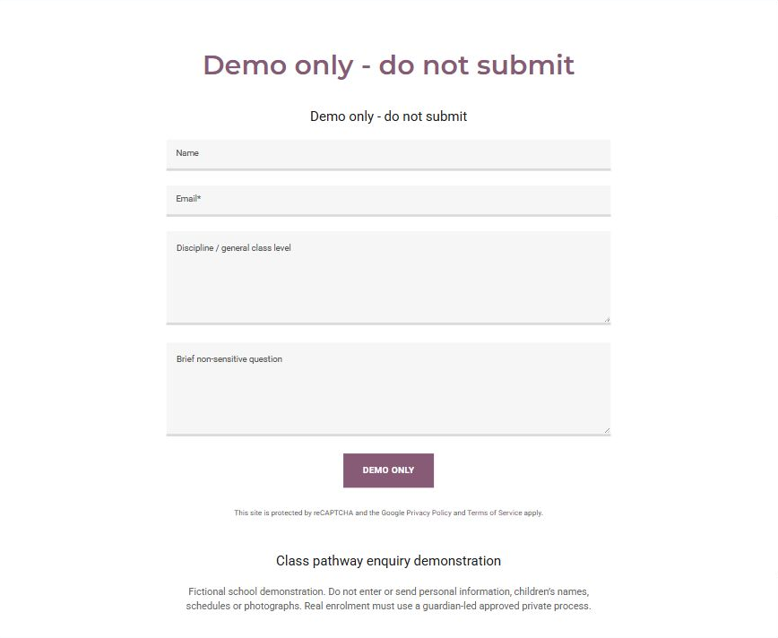 Demonstration enquiry - Desktop