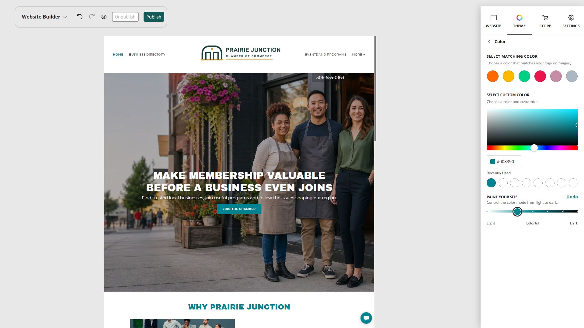 Prairie Junction desktop Paint your site preview at position 3: Soft colour