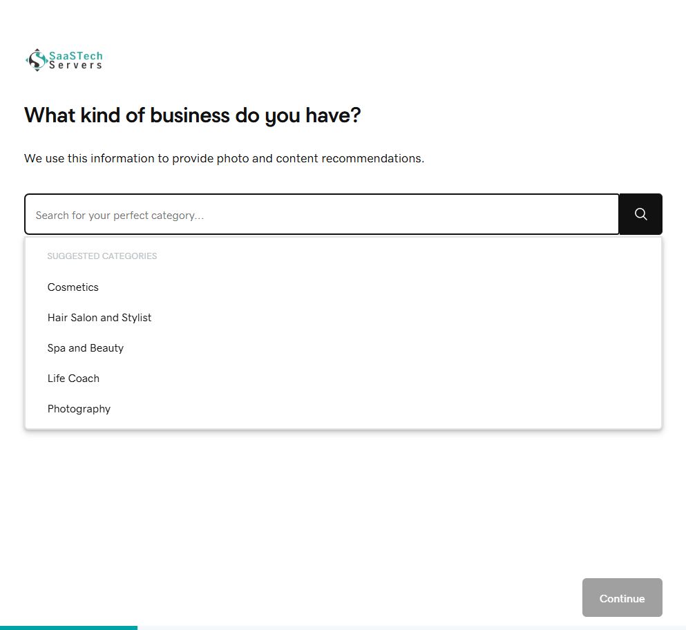 Start with the business category