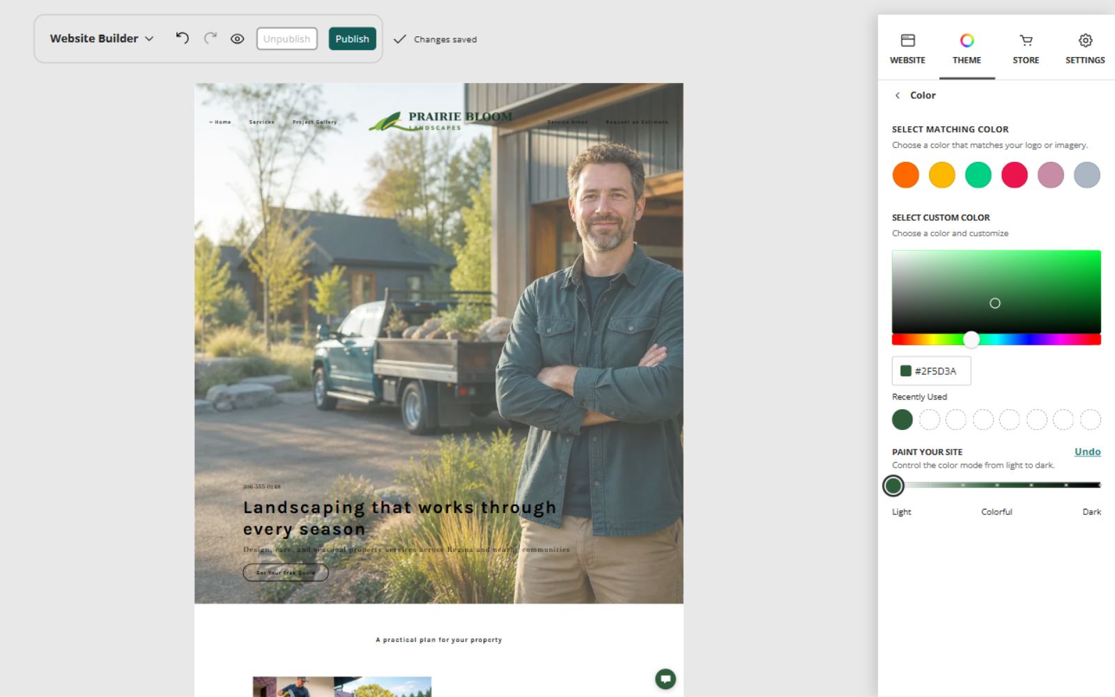 Prairie Bloom Landscapes at Website Builder Paint slider position 1 of 7, light