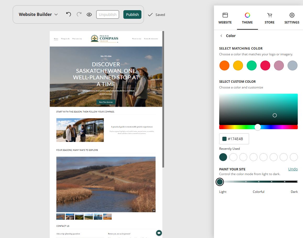 Prairie Compass Tourism at Website Builder Paint slider position 1 of 7, light
