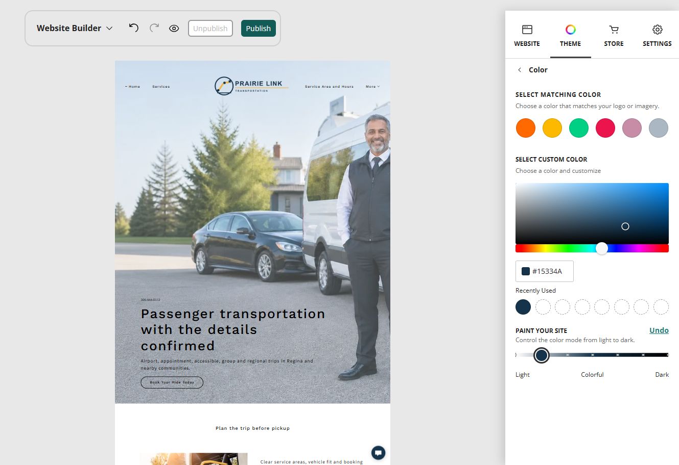 Prairie Link Transportation at Website Builder Paint position 2 of 7, light toward colourful