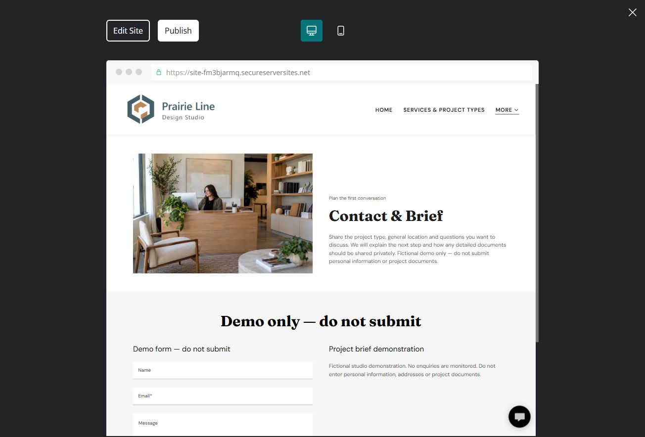 Demo form — desktop