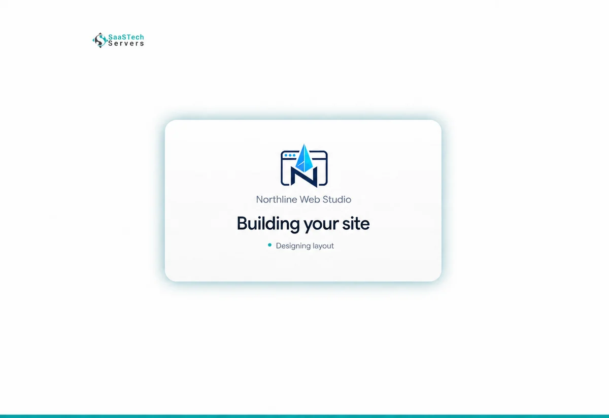 Branded recreation of the Website Builder Building your site progress screen for Northline Web Studio