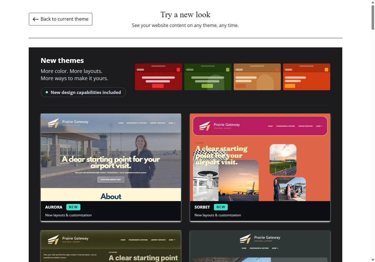New themes · Aurora / Sorbet · light logo