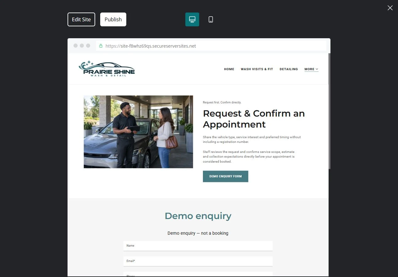 Finished Request & Confirm an Appointment example