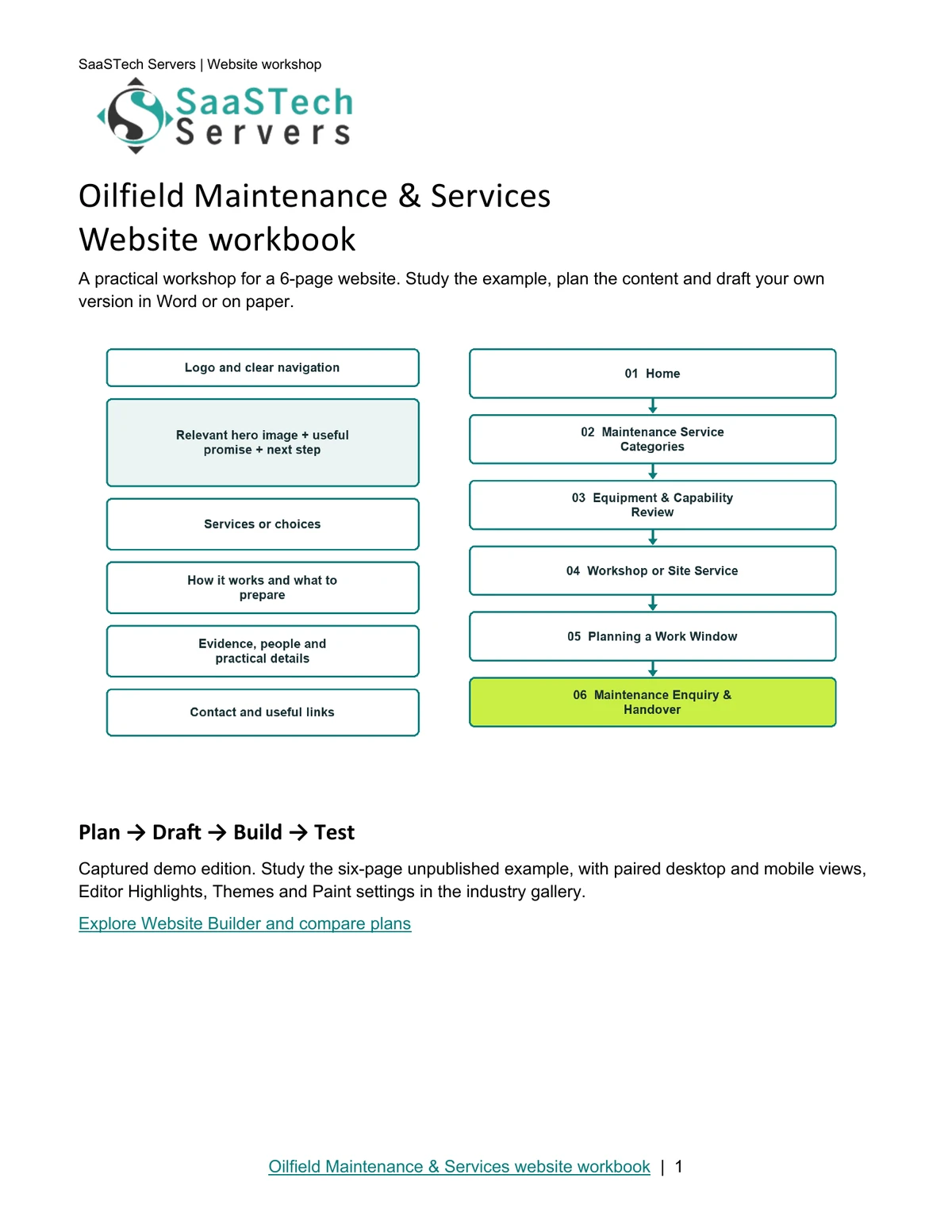Oilfield Maintenance & Services website workbook cover