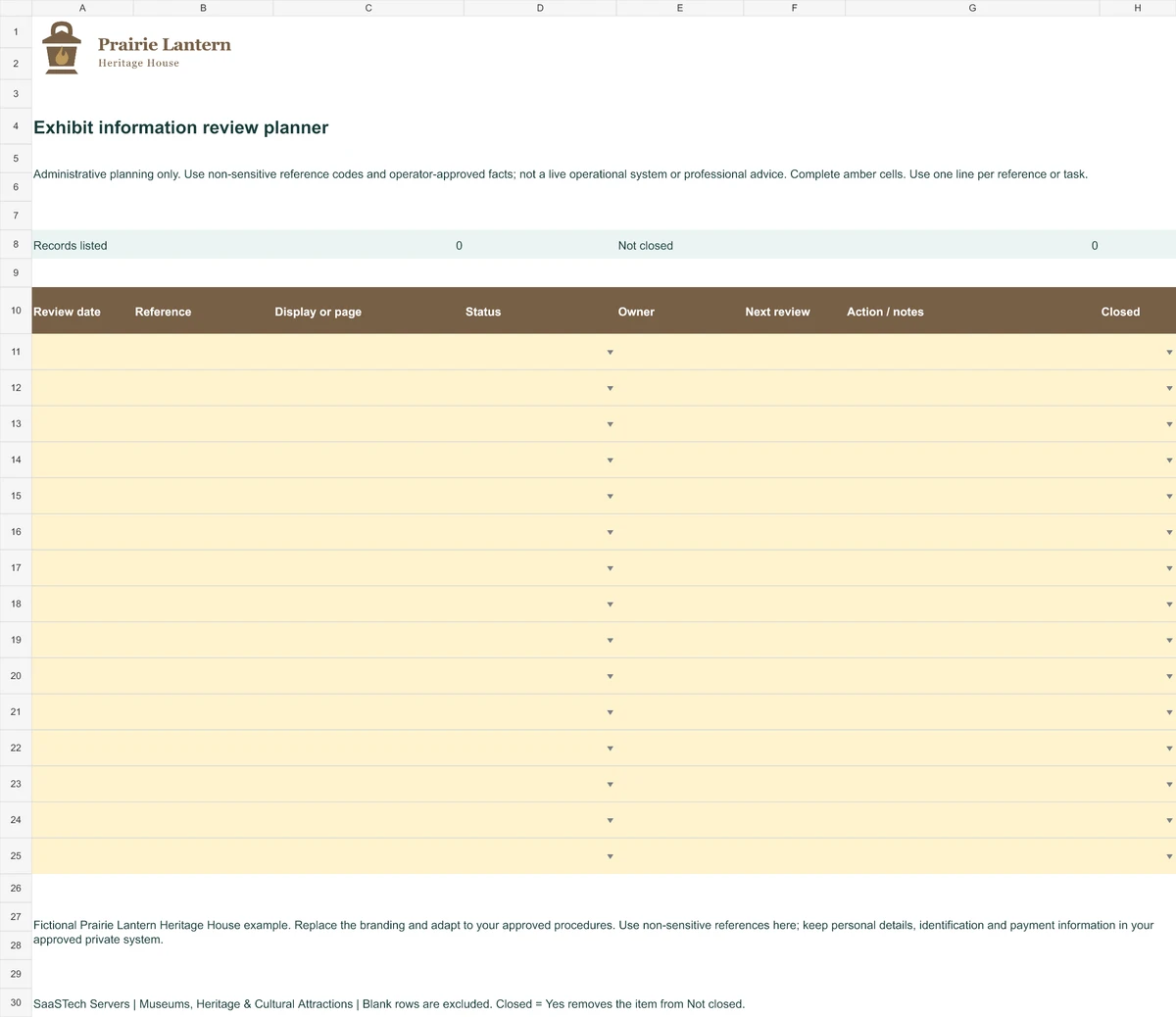 Exhibit information review planner