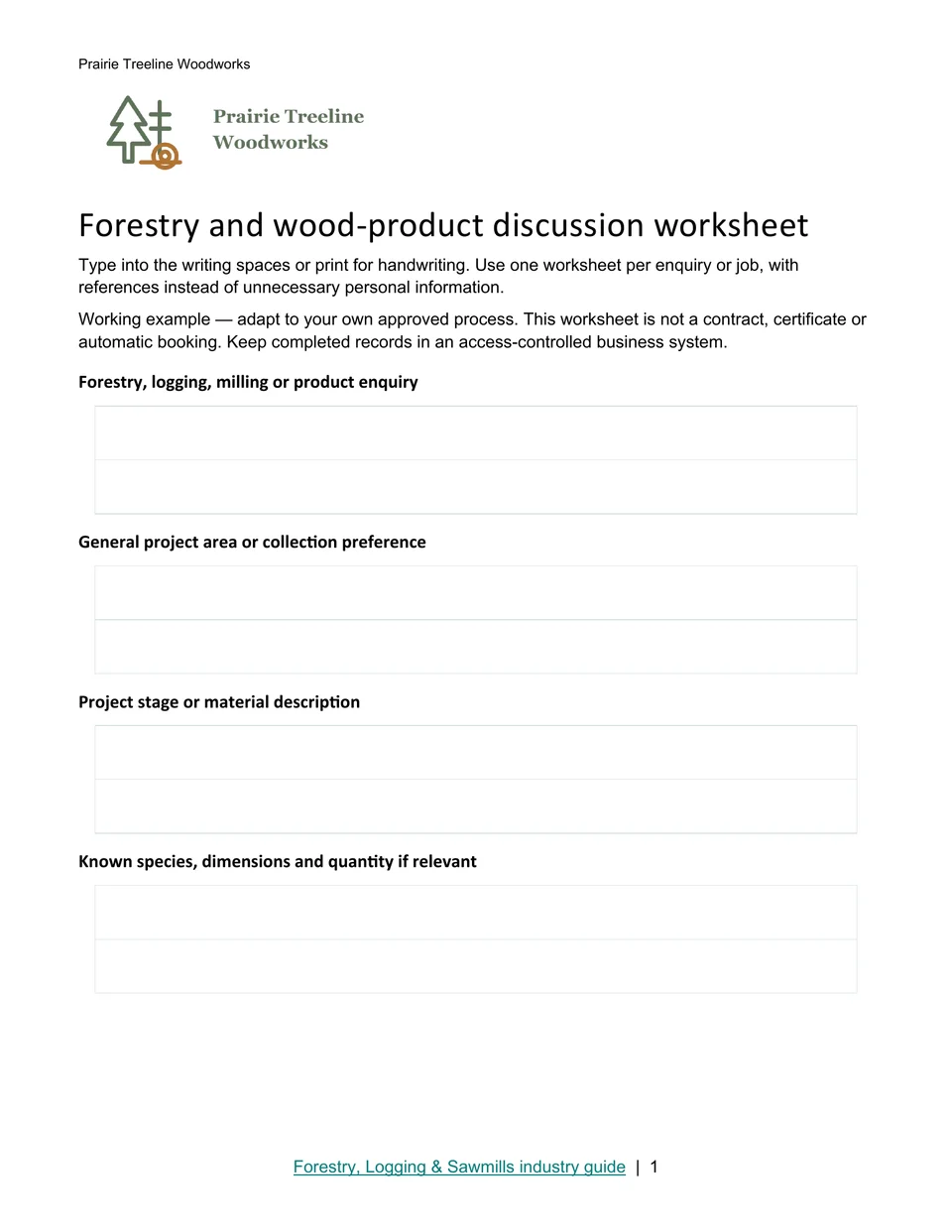 Forestry and wood-product discussion worksheet · Page 1