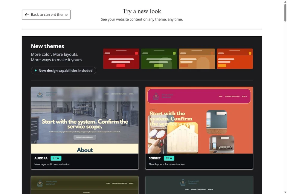 New themes · aurora / sorbet