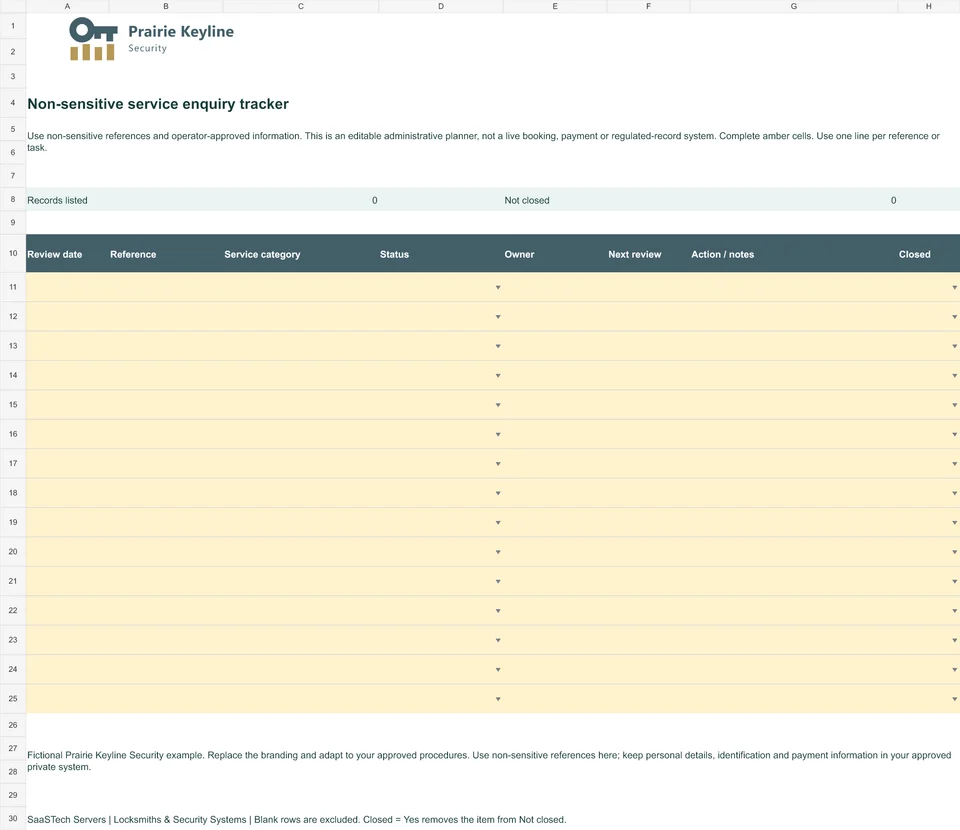 Non-sensitive service enquiry tracker