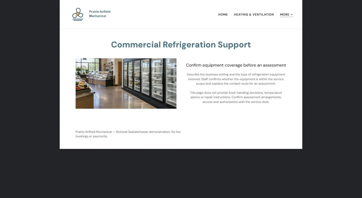 Finished Commercial Refrigeration example — privacy-cropped excerpt