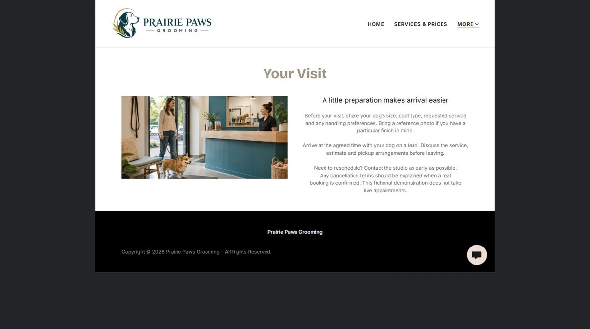 Finished Your Visit example — privacy-cropped excerpt