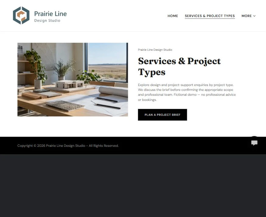 Captured first-screen Services & Project Types example — privacy-cropped excerpt
