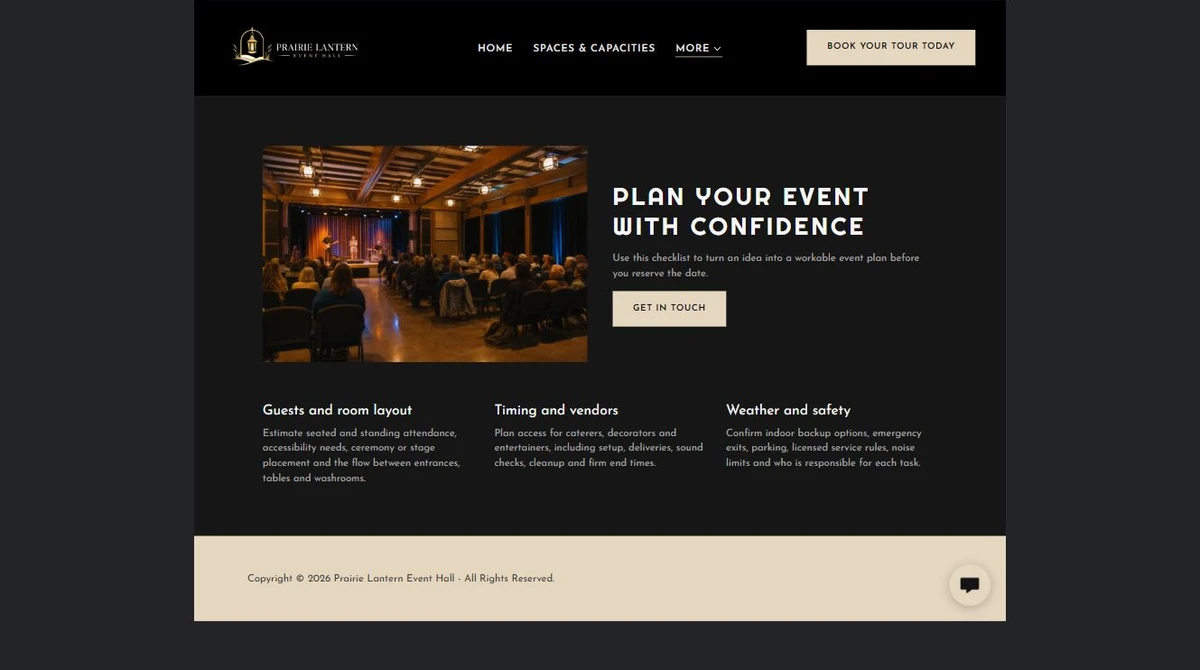 Finished Plan your event example — privacy-cropped excerpt