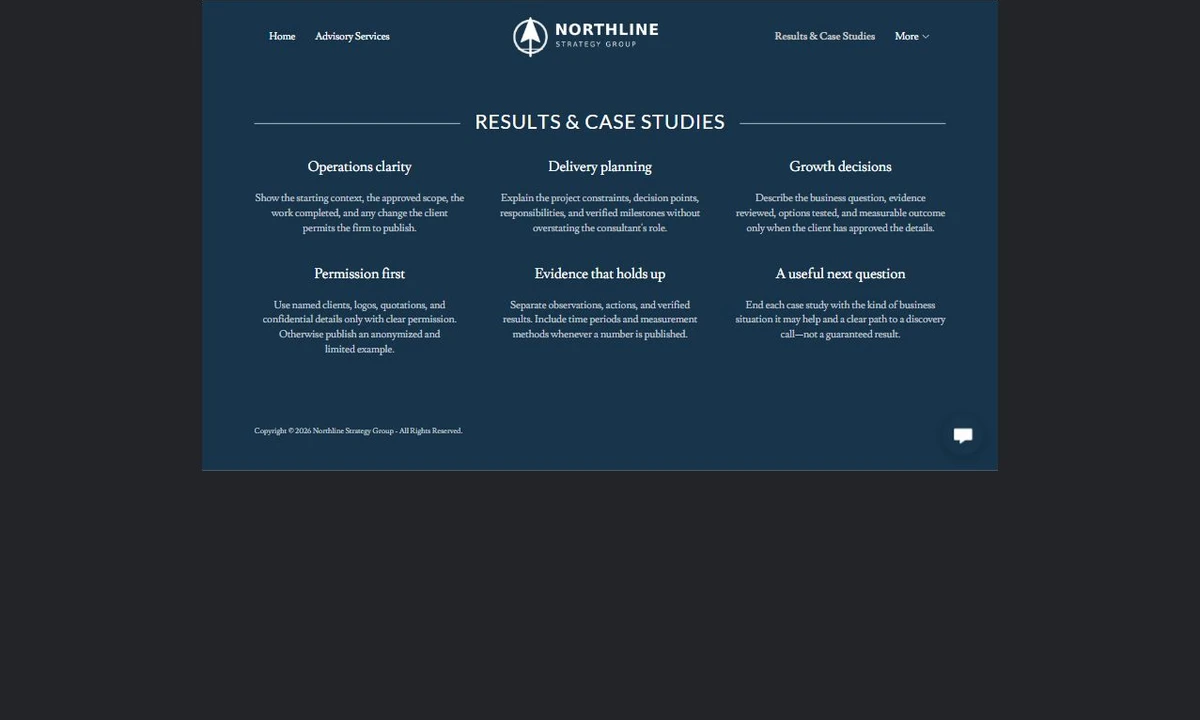 Finished Results and case studies example — privacy-cropped excerpt