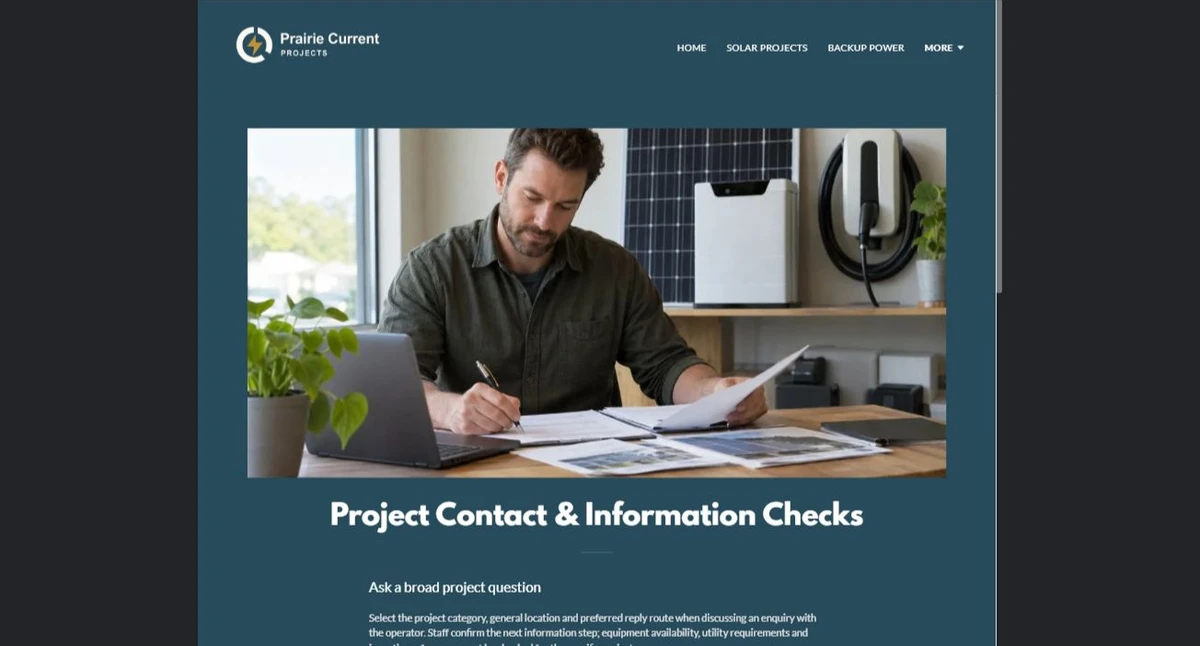Finished Project Contact & Information Checks example — privacy-cropped excerpt