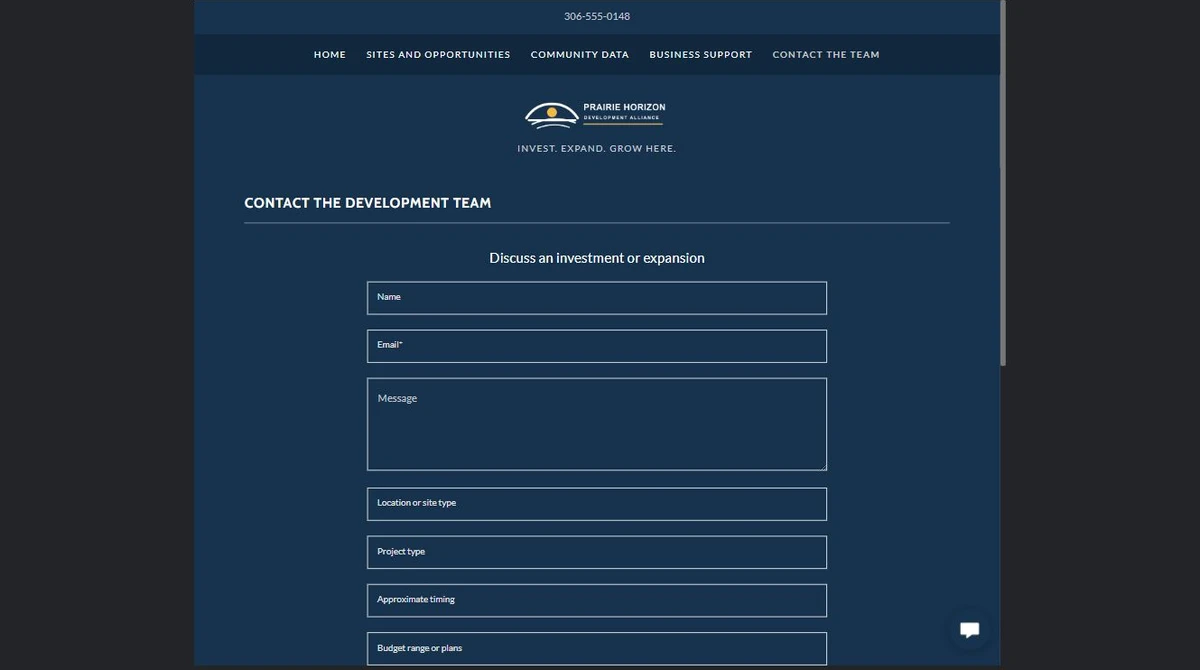 Finished Contact the development team example — privacy-cropped excerpt