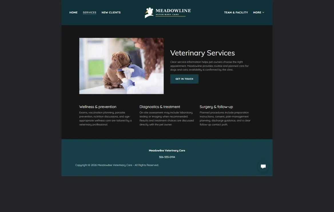 Finished Services example — privacy-cropped excerpt