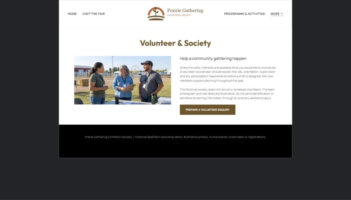 Finished Volunteer & Society example — privacy-cropped excerpt