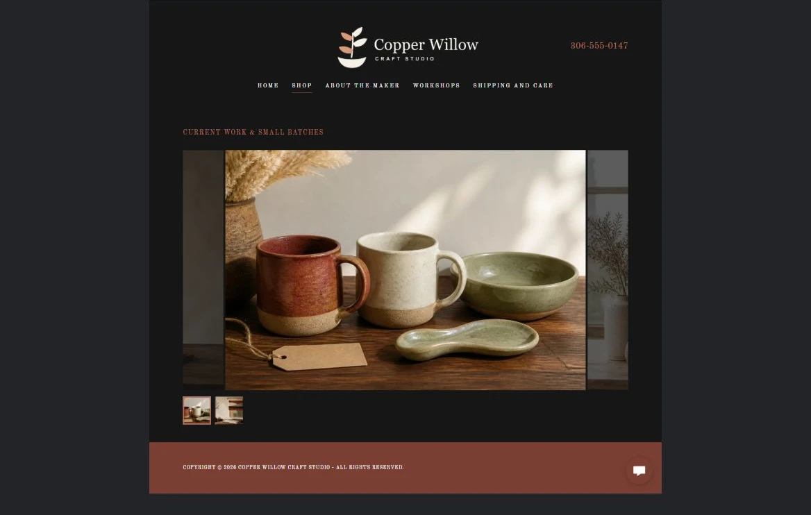 Finished Shop example — privacy-cropped excerpt