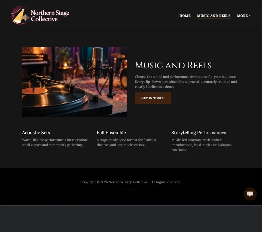 Finished Music and reels example — privacy-cropped excerpt