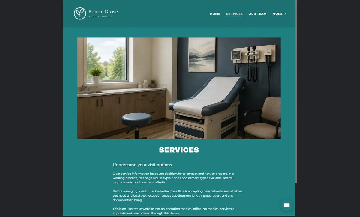 Finished Services example — privacy-cropped excerpt
