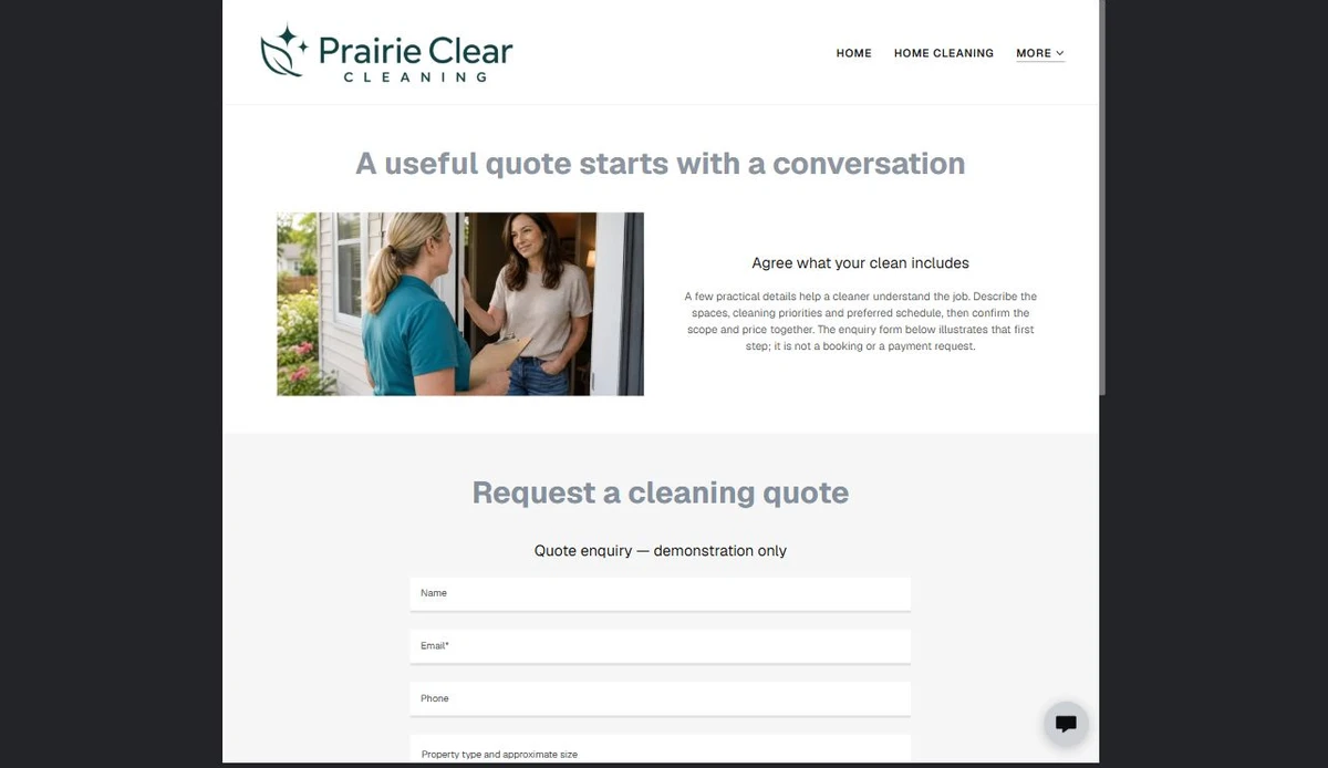 Finished Request a Quote example — privacy-cropped excerpt