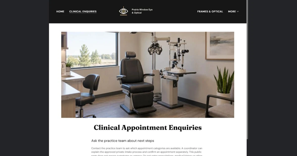 Finished Clinical Appointment Enquiries example — privacy-cropped excerpt