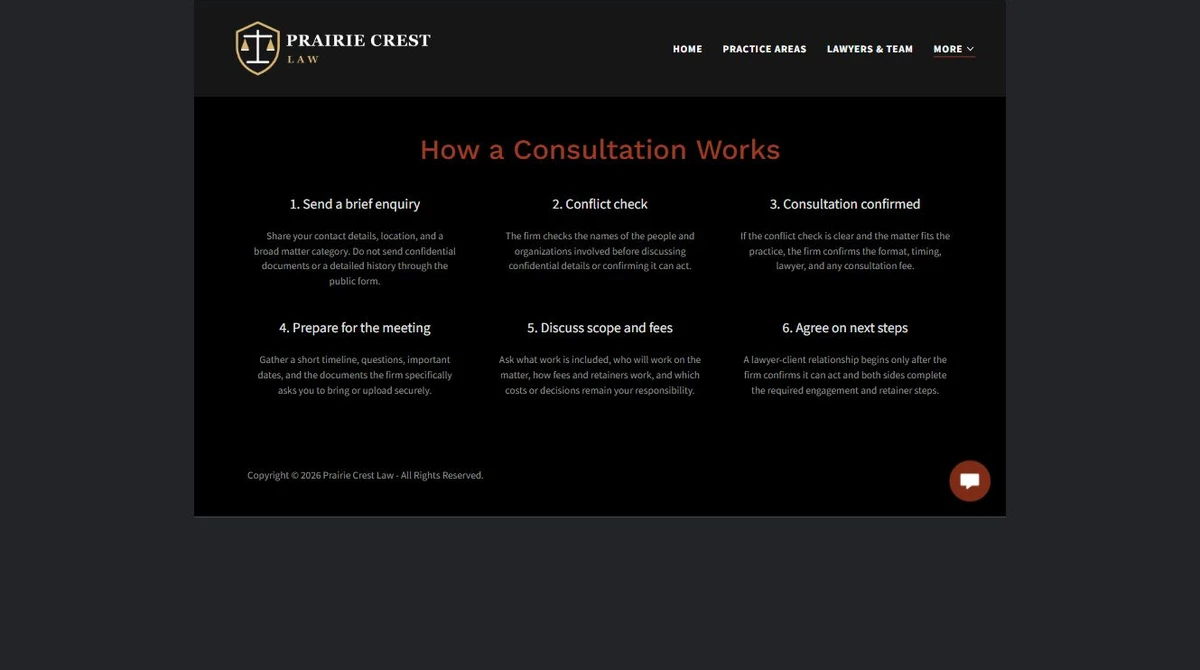 Finished How a consultation works example — privacy-cropped excerpt