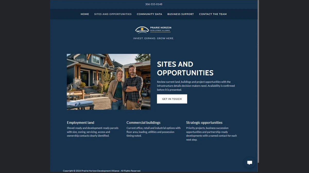Finished Sites and opportunities example — privacy-cropped excerpt