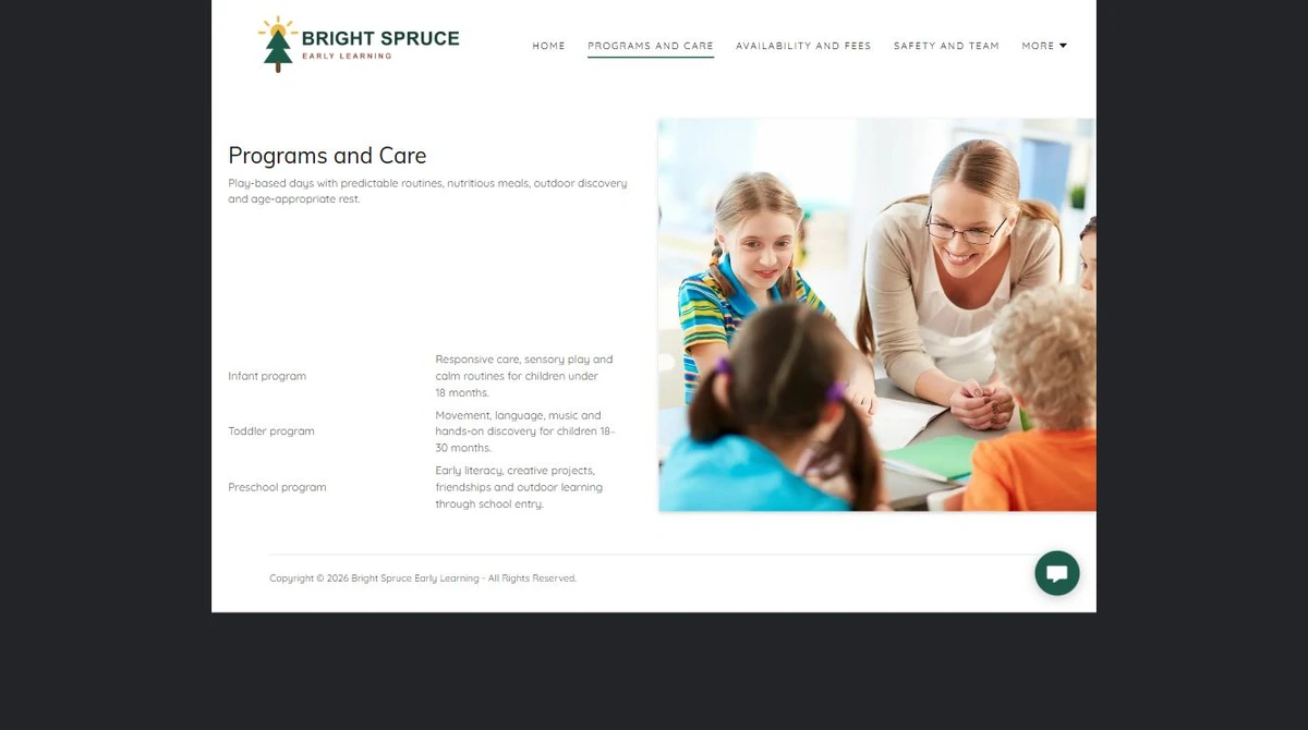 Finished Programs and care example — privacy-cropped excerpt