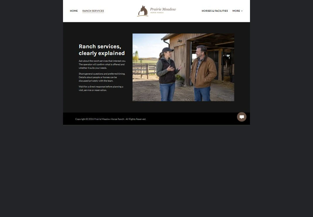 Finished Ranch Services example — privacy-cropped excerpt