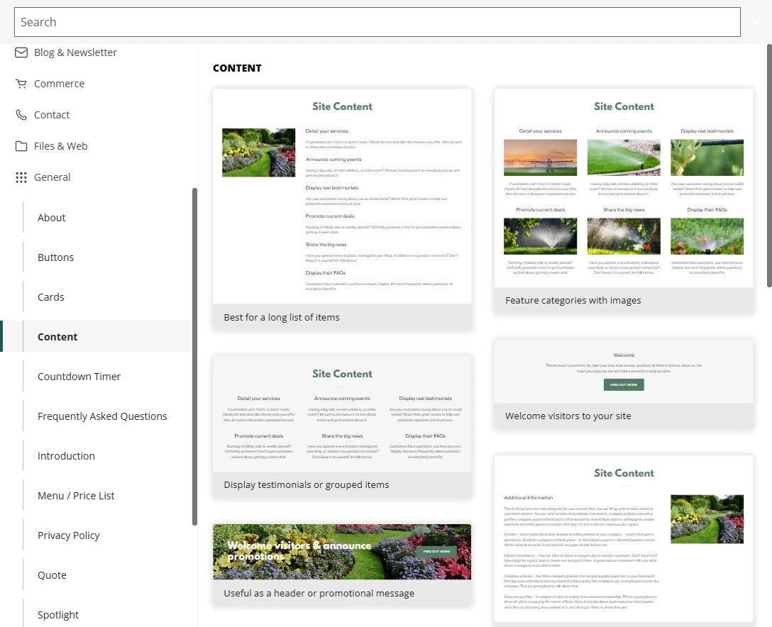 Prairie Field & Garden Waterworks · General → Content — privacy-cropped excerpt