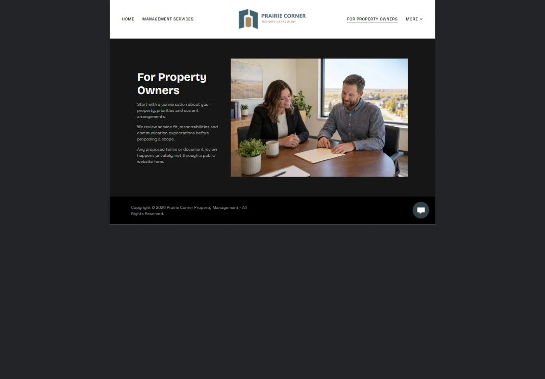 Finished For Property Owners example — privacy-cropped excerpt