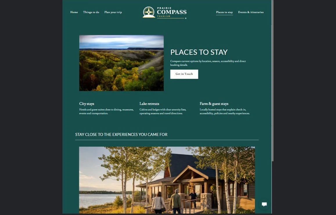 Finished Places to stay example — privacy-cropped excerpt
