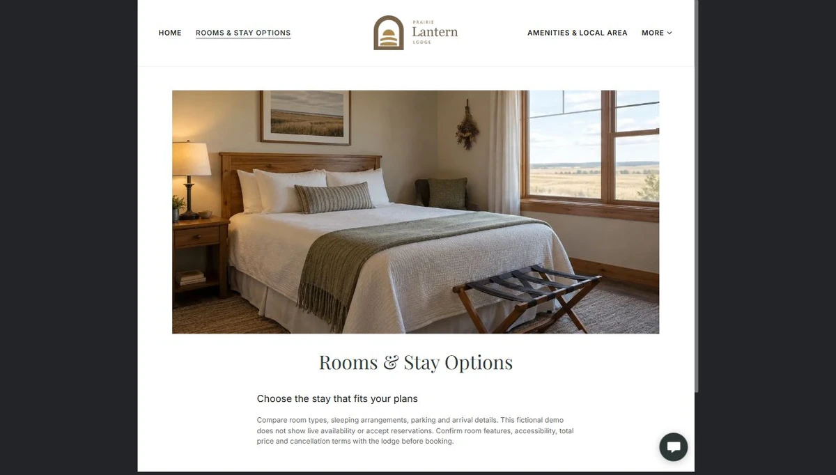 Finished Rooms & Stay Options example — privacy-cropped excerpt