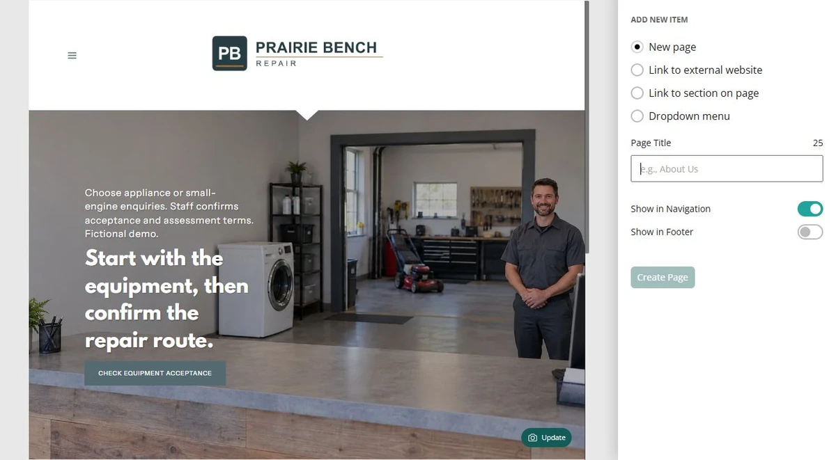 Prairie Bench - Add Page — privacy-cropped excerpt