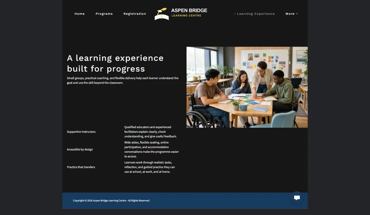 Finished Learning experience example — privacy-cropped excerpt