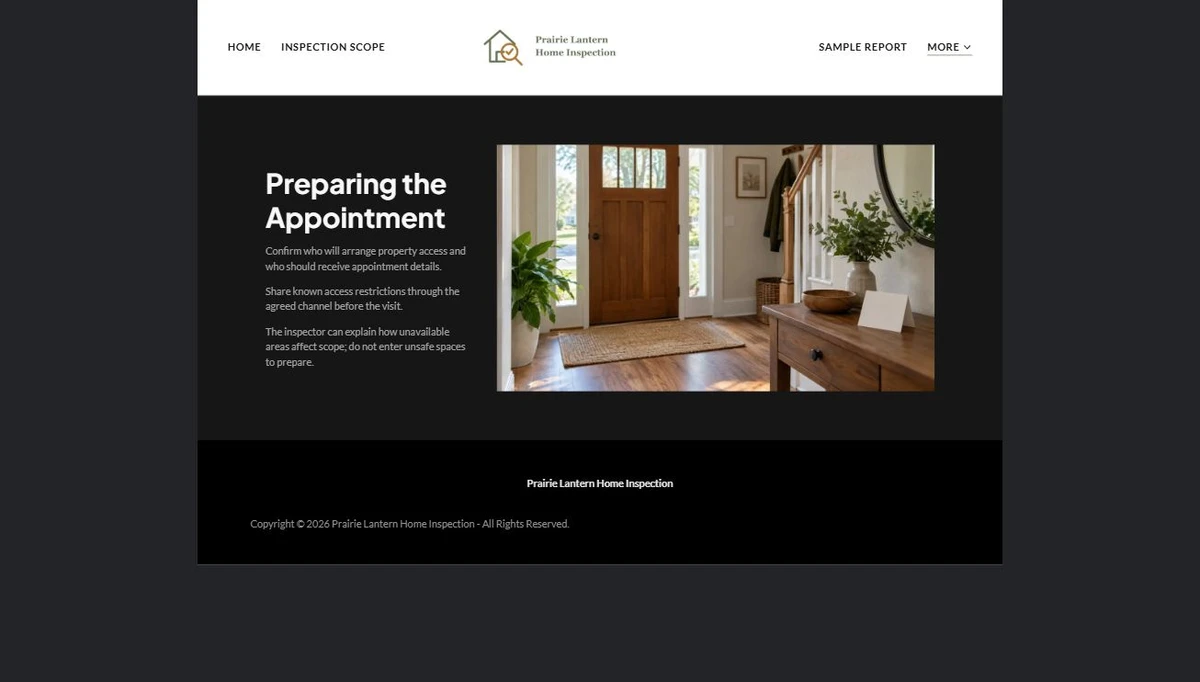 Finished Preparing the Appointment example — privacy-cropped excerpt