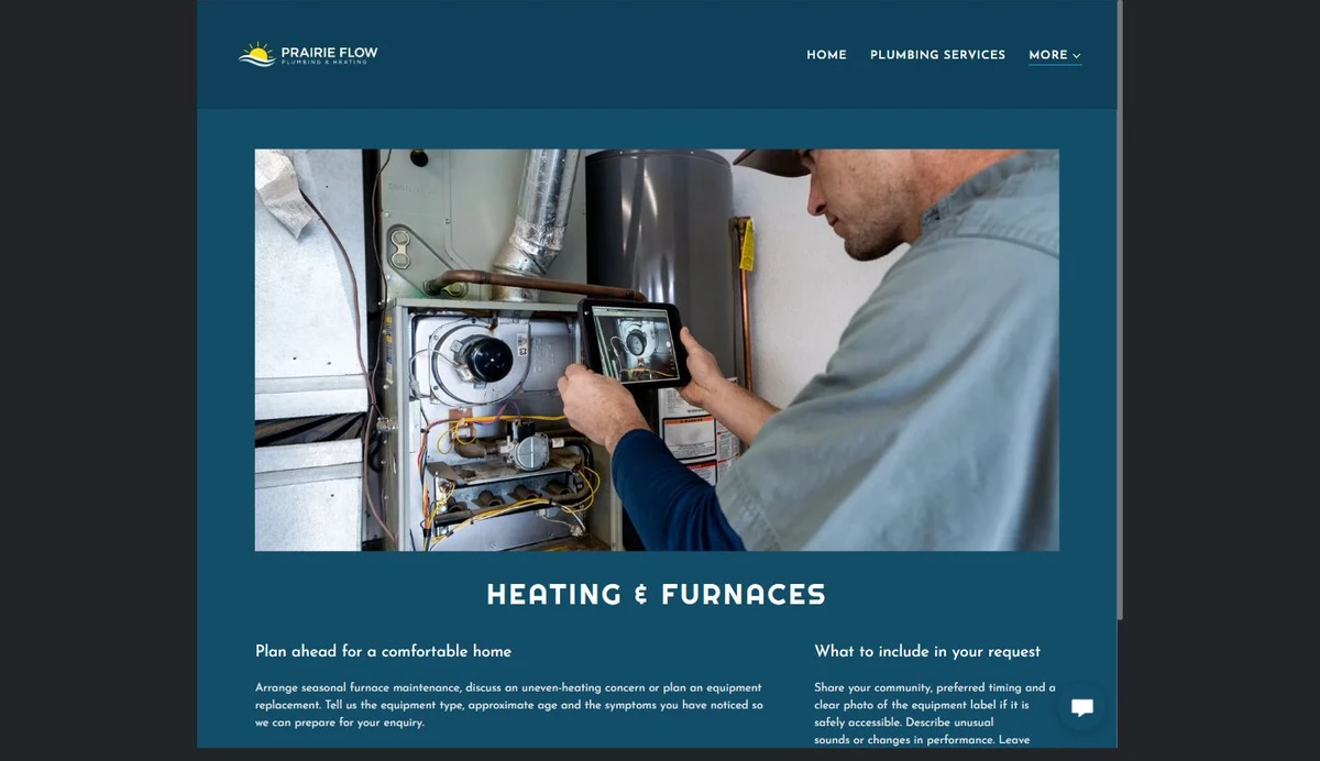 Finished Heating & Furnaces example — privacy-cropped excerpt
