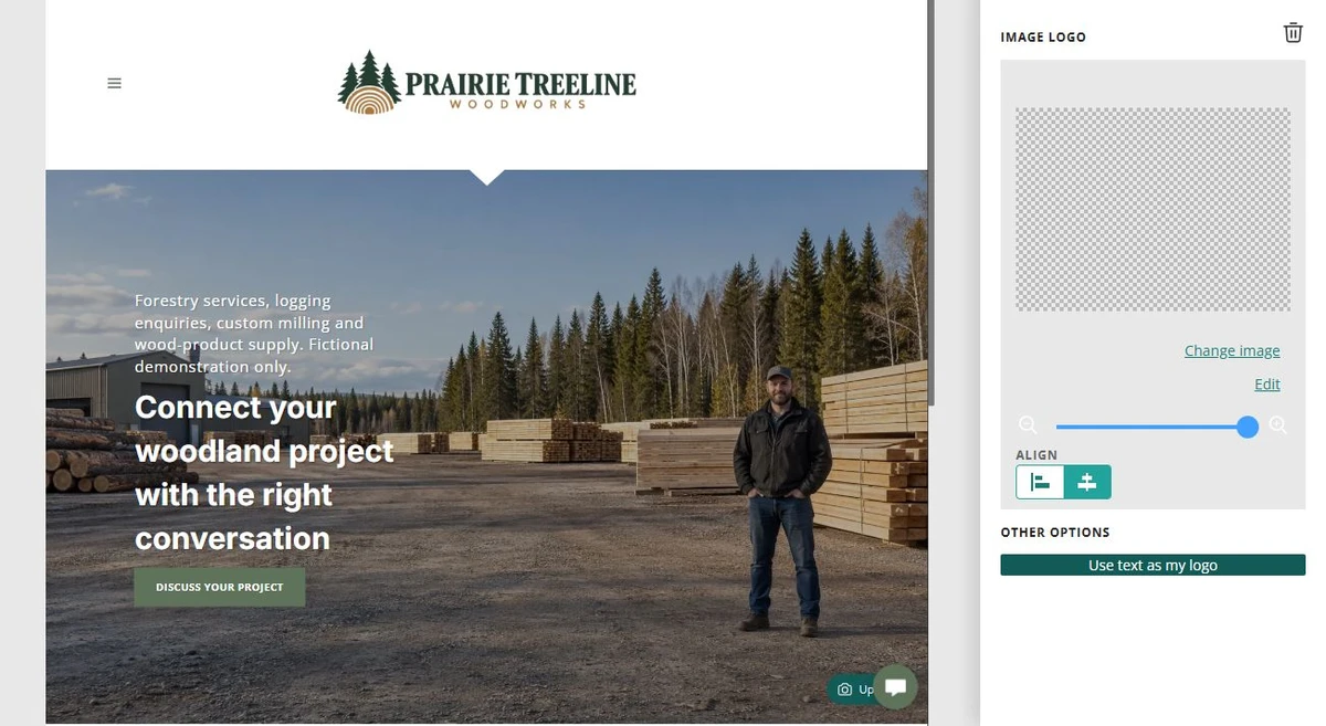 Prairie Treeline · Largest logo setting — privacy-cropped excerpt