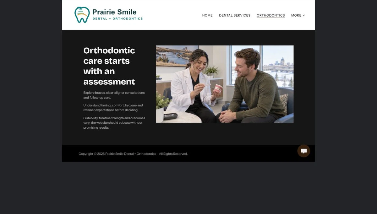 Finished Orthodontics example — privacy-cropped excerpt