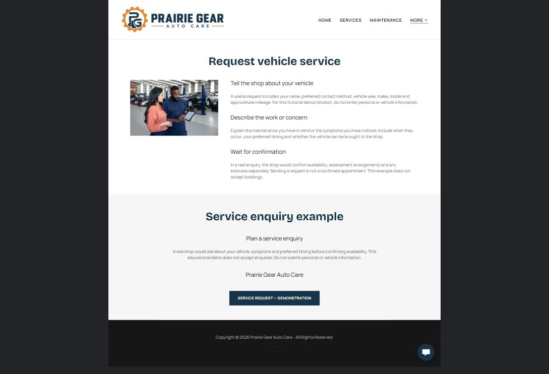 Finished Request Service example — privacy-cropped excerpt
