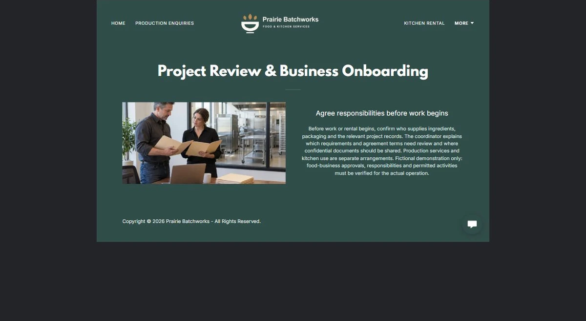 Finished Project Review & Business Onboarding example — privacy-cropped excerpt
