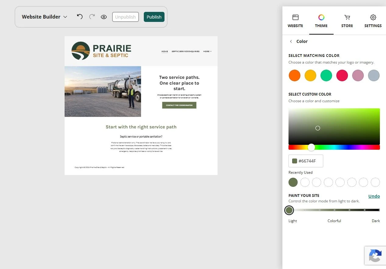 Paint your site — 1-light
