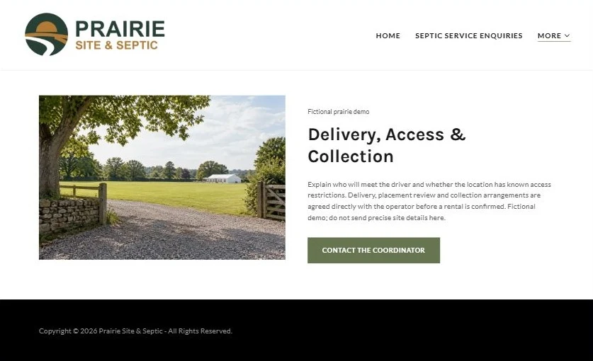 Finished Delivery, Access & Collection example