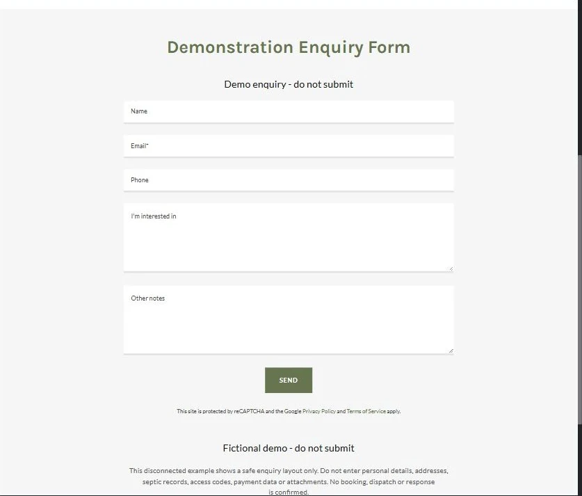 Demo enquiry form — desktop